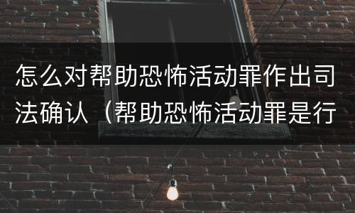 怎么对帮助恐怖活动罪作出司法确认（帮助恐怖活动罪是行为犯吗）