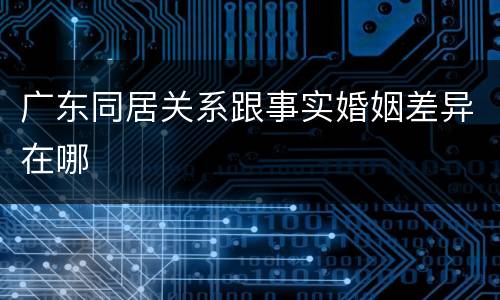 广东同居关系跟事实婚姻差异在哪