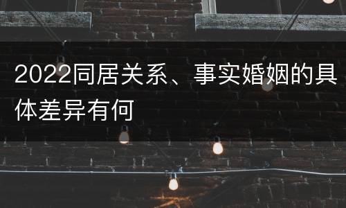 2022同居关系、事实婚姻的具体差异有何