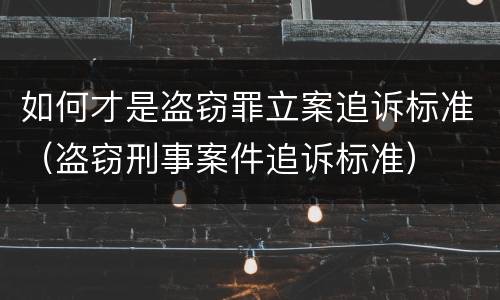 如何才是盗窃罪立案追诉标准（盗窃刑事案件追诉标准）