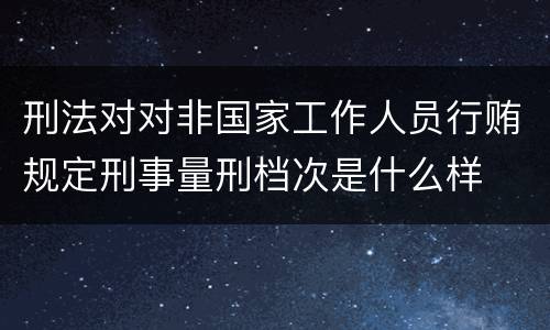 刑法对对非国家工作人员行贿规定刑事量刑档次是什么样