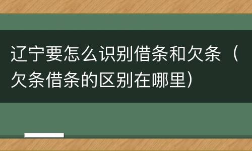 辽宁要怎么识别借条和欠条（欠条借条的区别在哪里）