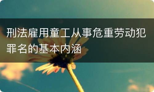 刑法雇用童工从事危重劳动犯罪名的基本内涵