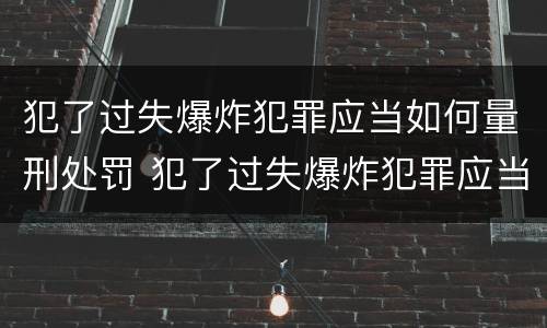 犯了过失爆炸犯罪应当如何量刑处罚 犯了过失爆炸犯罪应当如何量刑处罚决定书