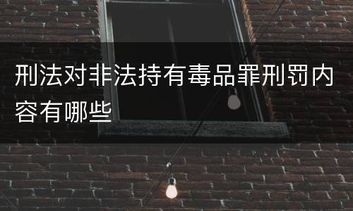 刑法对非法持有毒品罪刑罚内容有哪些