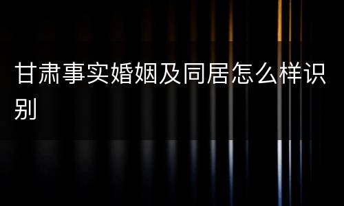 甘肃事实婚姻及同居怎么样识别