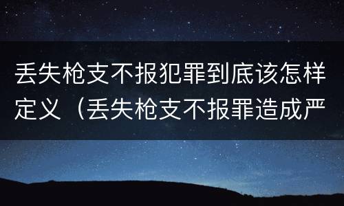 丢失枪支不报犯罪到底该怎样定义（丢失枪支不报罪造成严重后果）