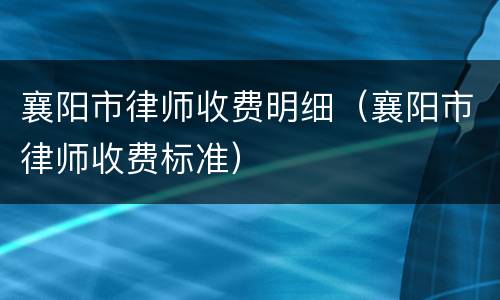 襄阳市律师收费明细（襄阳市律师收费标准）