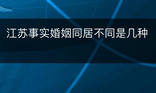 江苏事实婚姻同居不同是几种