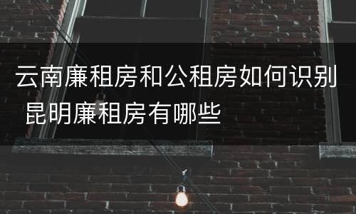 云南廉租房和公租房如何识别 昆明廉租房有哪些