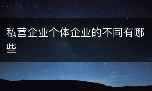 私营企业个体企业的不同有哪些