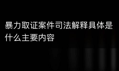 暴力取证案件司法解释具体是什么主要内容