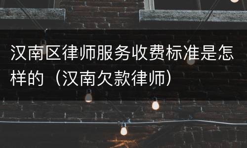 汉南区律师服务收费标准是怎样的（汉南欠款律师）