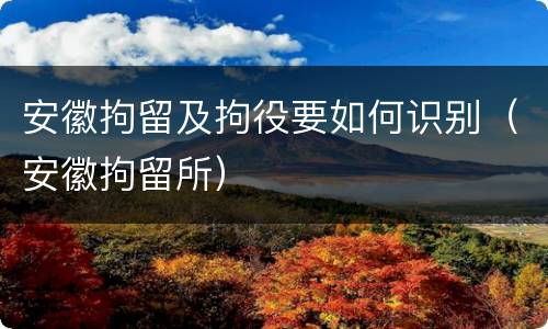 安徽拘留及拘役要如何识别（安徽拘留所）