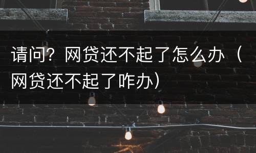 请问？网贷还不起了怎么办（网贷还不起了咋办）