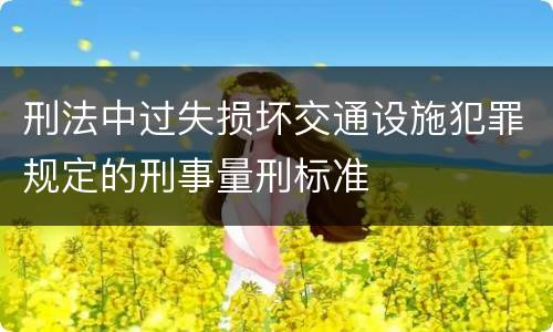 刑法中过失损坏交通设施犯罪规定的刑事量刑标准