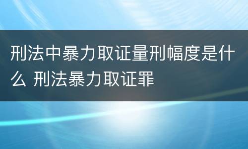 刑法中暴力取证量刑幅度是什么 刑法暴力取证罪