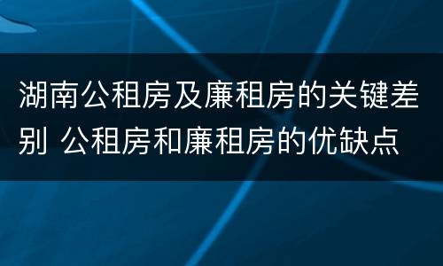 湖南公租房及廉租房的关键差别 公租房和廉租房的优缺点