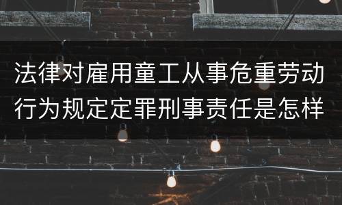 法律对雇用童工从事危重劳动行为规定定罪刑事责任是怎样