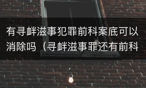 有寻衅滋事犯罪前科案底可以消除吗（寻衅滋事罪还有前科的怎么办）