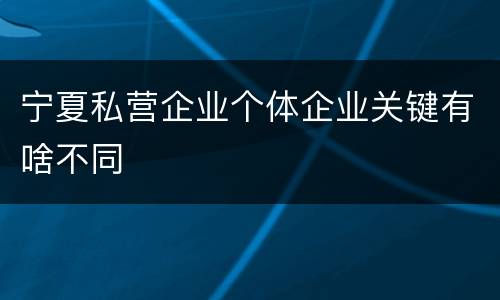 宁夏私营企业个体企业关键有啥不同