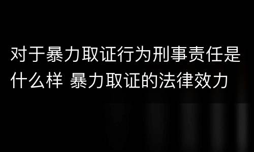 对于暴力取证行为刑事责任是什么样 暴力取证的法律效力