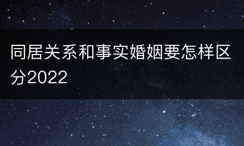 同居关系和事实婚姻要怎样区分2022