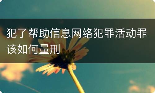 犯了帮助信息网络犯罪活动罪该如何量刑