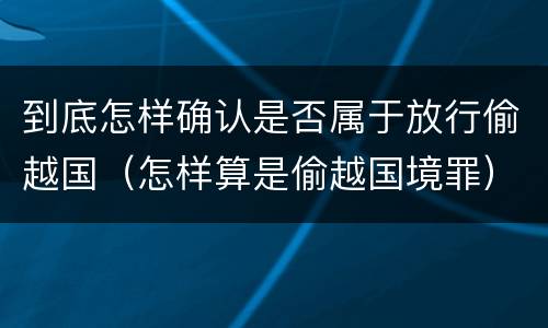 到底怎样确认是否属于放行偷越国（怎样算是偷越国境罪）