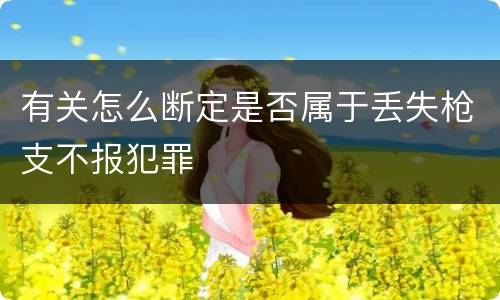 有关怎么断定是否属于丢失枪支不报犯罪