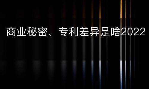 商业秘密、专利差异是啥2022