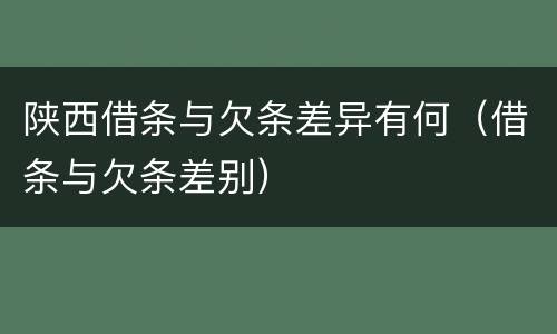 陕西借条与欠条差异有何（借条与欠条差别）