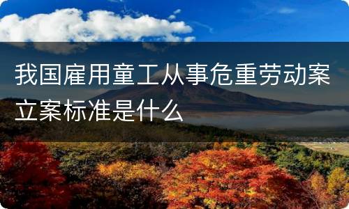 我国雇用童工从事危重劳动案立案标准是什么