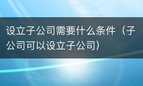 设立子公司需要什么条件（子公司可以设立子公司）