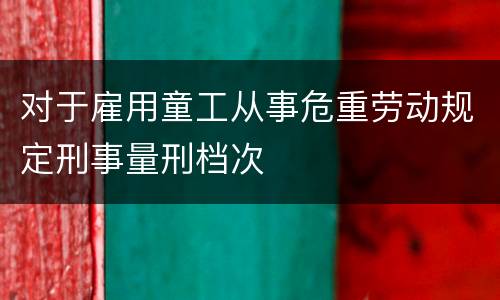 对于雇用童工从事危重劳动规定刑事量刑档次