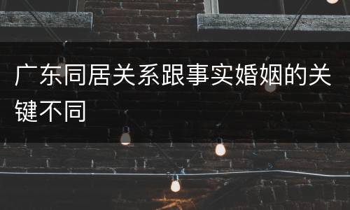 广东同居关系跟事实婚姻的关键不同