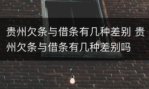 贵州欠条与借条有几种差别 贵州欠条与借条有几种差别吗
