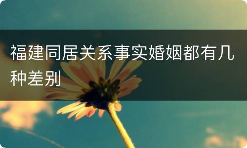 福建同居关系事实婚姻都有几种差别