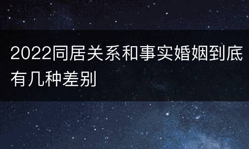 2022同居关系和事实婚姻到底有几种差别