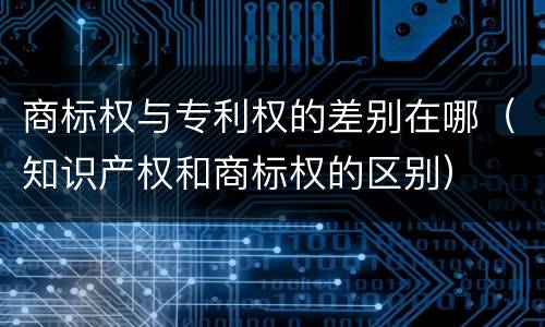 商标权与专利权的差别在哪（知识产权和商标权的区别）