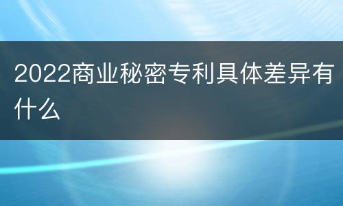 2022商业秘密专利具体差异有什么