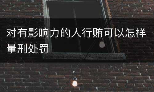 对有影响力的人行贿可以怎样量刑处罚