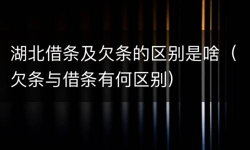 湖北借条及欠条的区别是啥（欠条与借条有何区别）