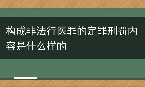 构成非法行医罪的定罪刑罚内容是什么样的