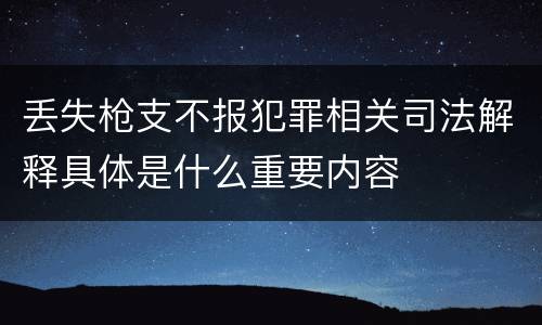 丢失枪支不报犯罪相关司法解释具体是什么重要内容