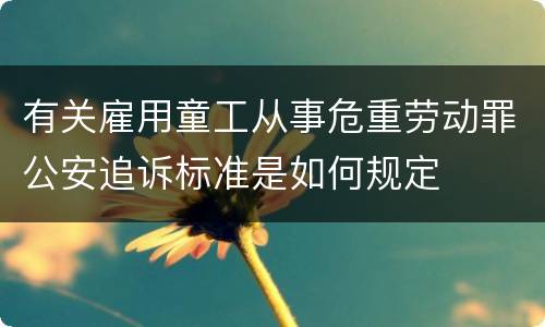 有关雇用童工从事危重劳动罪公安追诉标准是如何规定