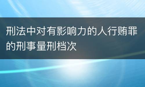 刑法中对有影响力的人行贿罪的刑事量刑档次