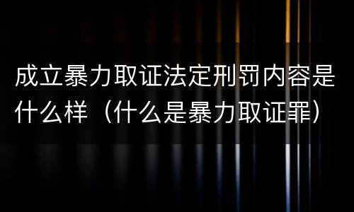 成立暴力取证法定刑罚内容是什么样（什么是暴力取证罪）