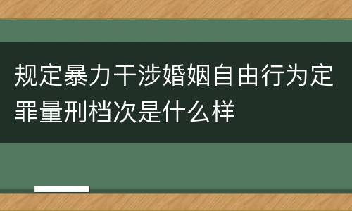规定暴力干涉婚姻自由行为定罪量刑档次是什么样
