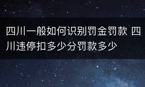 四川一般如何识别罚金罚款 四川违停扣多少分罚款多少